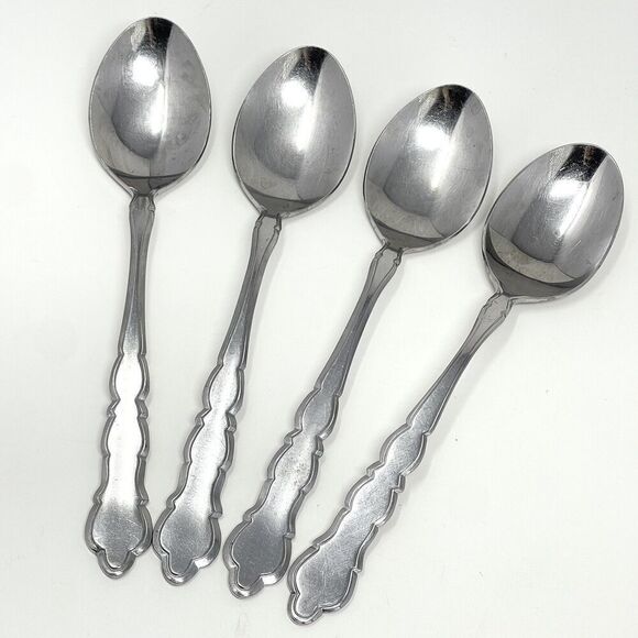 UNITED SILVER US17 Baker Hart & Stuart BST2 Dinner Place Spoons 7 3/8” Set Of 4 - Picture 1 of 9